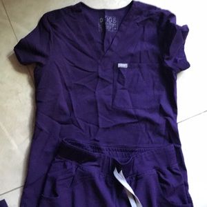 Figs purple scrub set One pocket top, Kade bottom